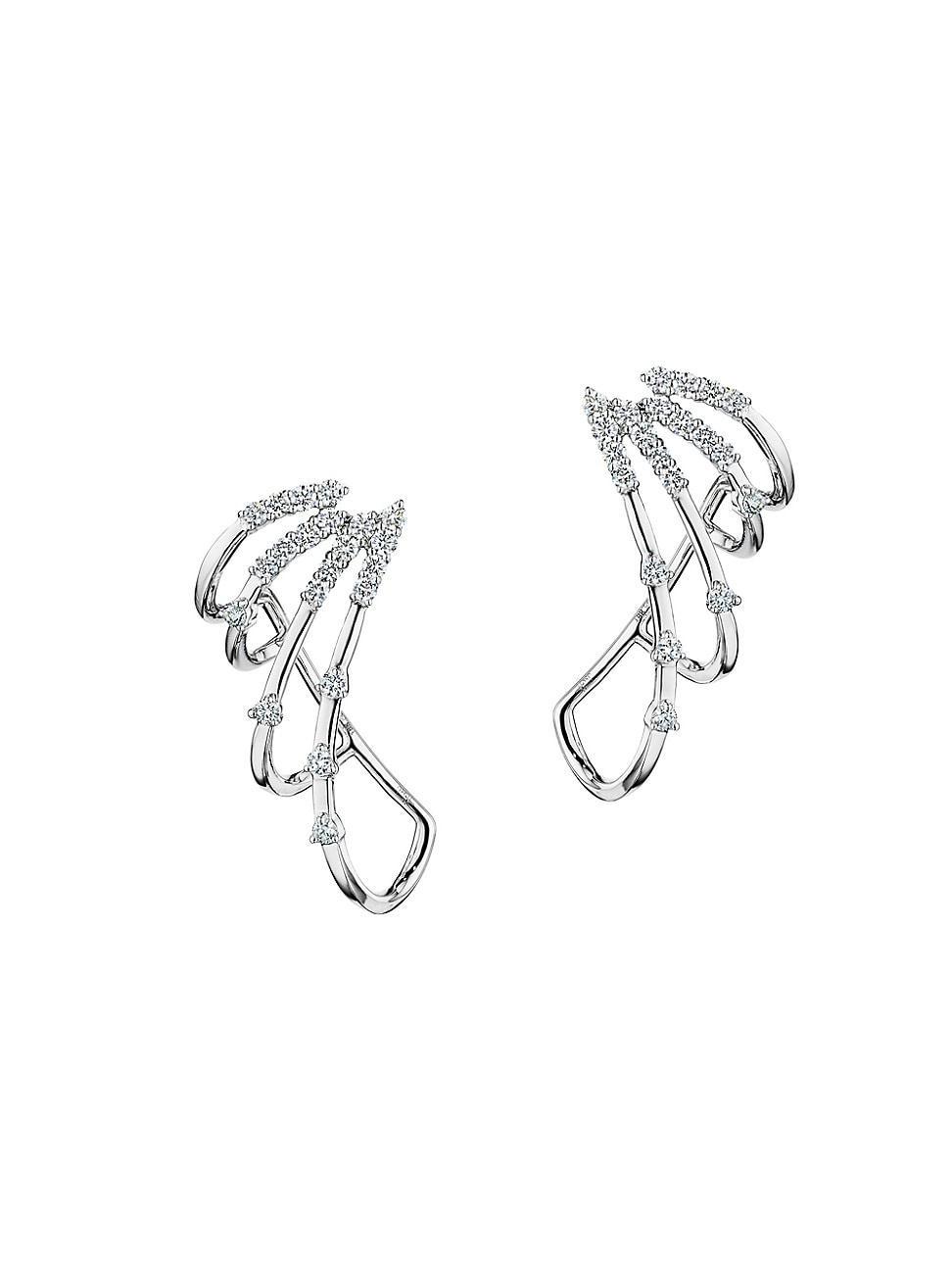 Womens Luminus 18K White Gold & Diamond Wraparound Earrings Product Image