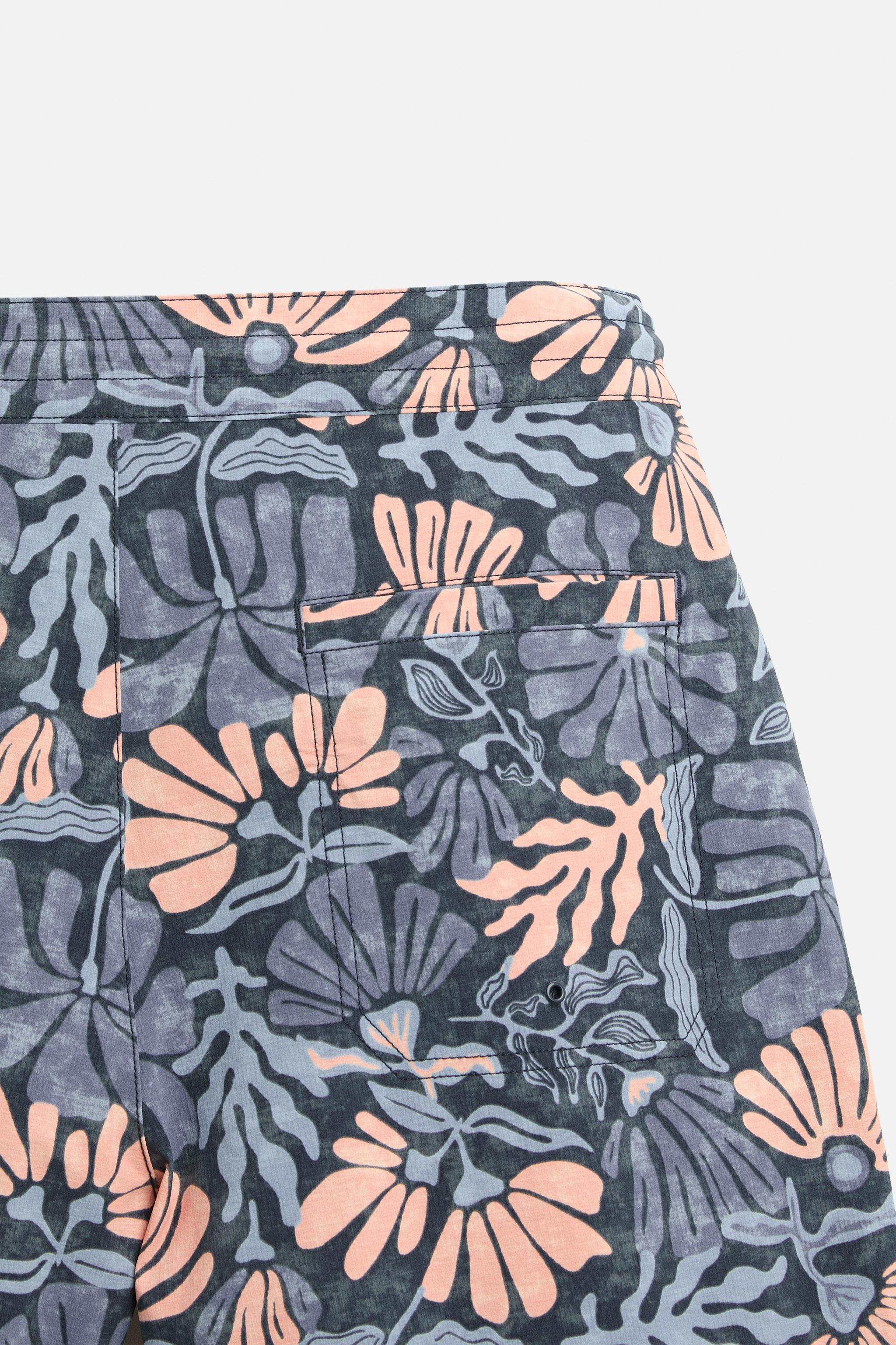 LONG ABSTRACT PRINTED SWIMMING TRUNKS Product Image