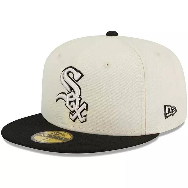 Mens New Era Stone, Black Chicago White Sox Chrome 59FIFTY Fitted Hat Product Image