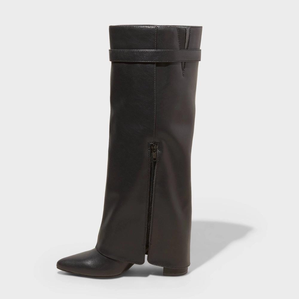 Womens Tambra Fold Over Tall Boots - A New Day Black 6.5 Product Image