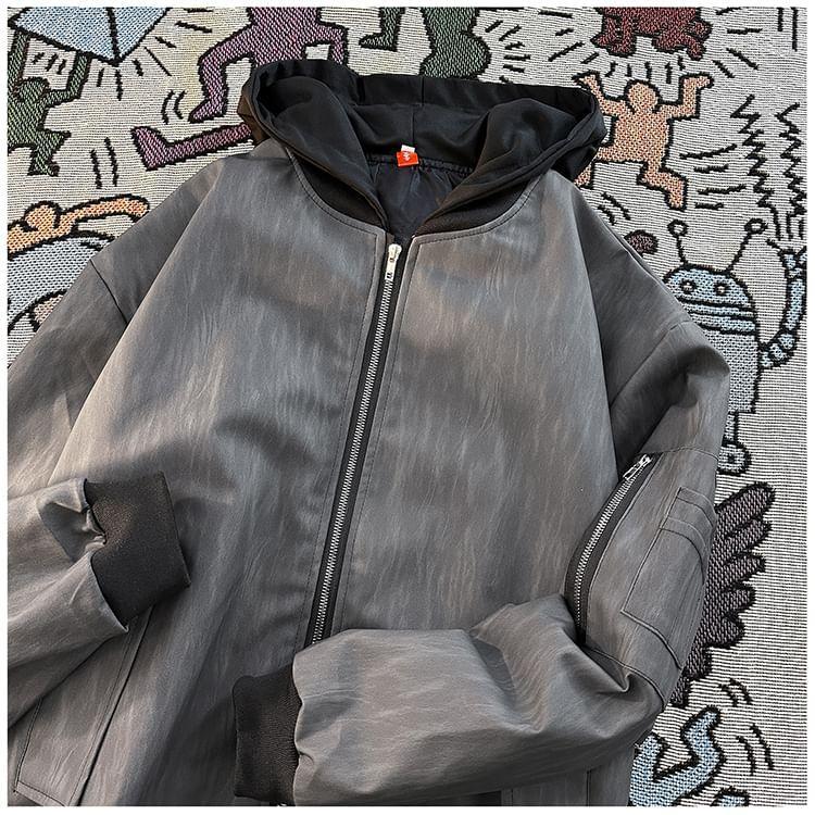 Patterned Hooded Zip Jacket Product Image