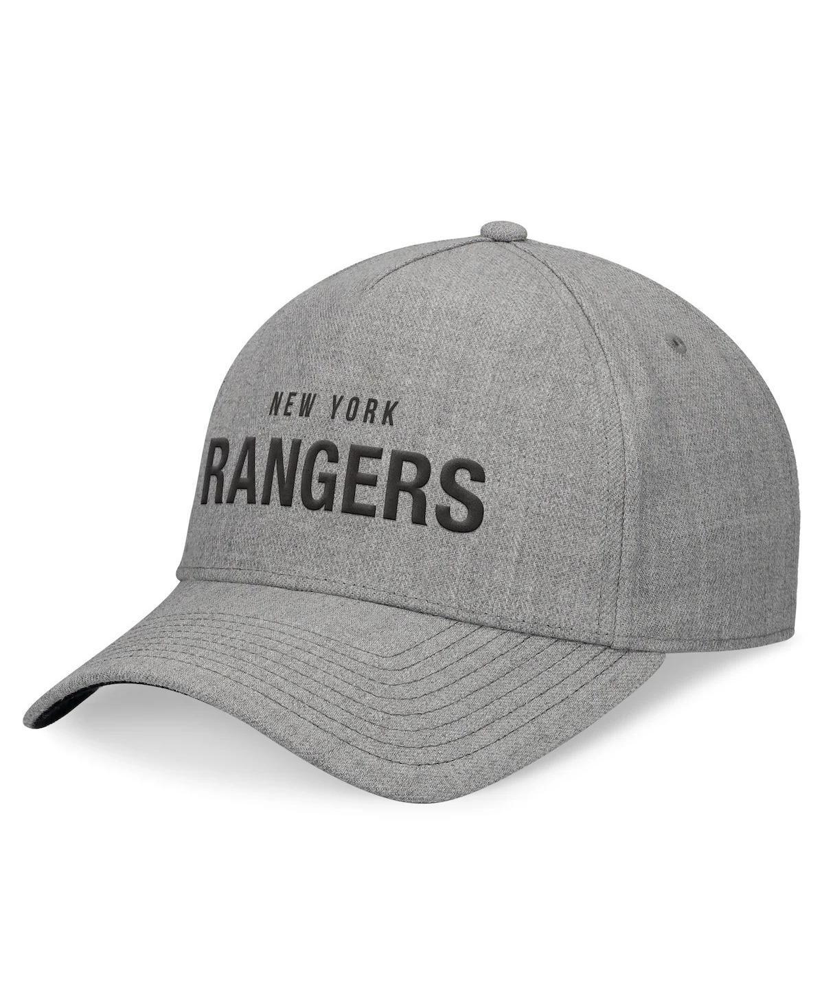 Fanatics Signature Mens Heather Gray New York Rangers Elements A-Frame Leather Strapback Hat Product Image