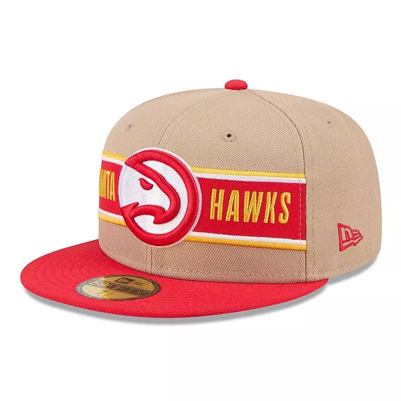 Mens New Era Tan/Red Atlanta Hawks 2024 NBA Draft 59FIFTY Fitted Hat Product Image