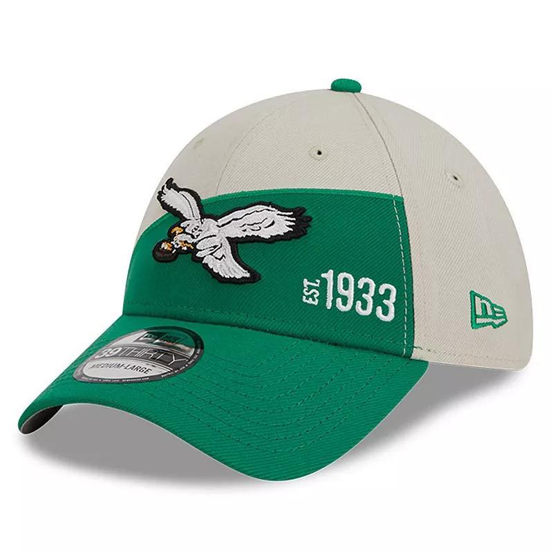 Mens New Era Cream/Kelly Green Philadelphia Eagles 2023 Sideline Historic 39THIRTY Flex Hat Product Image