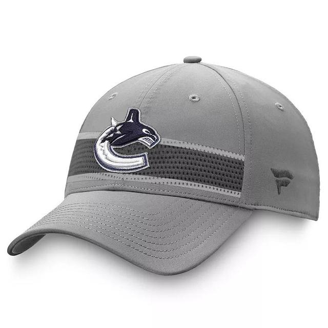 Mens Fanatics Branded Gray Vancouver Canucks Authentic Pro Home Ice Second Season Striped Snapback Hat Product Image