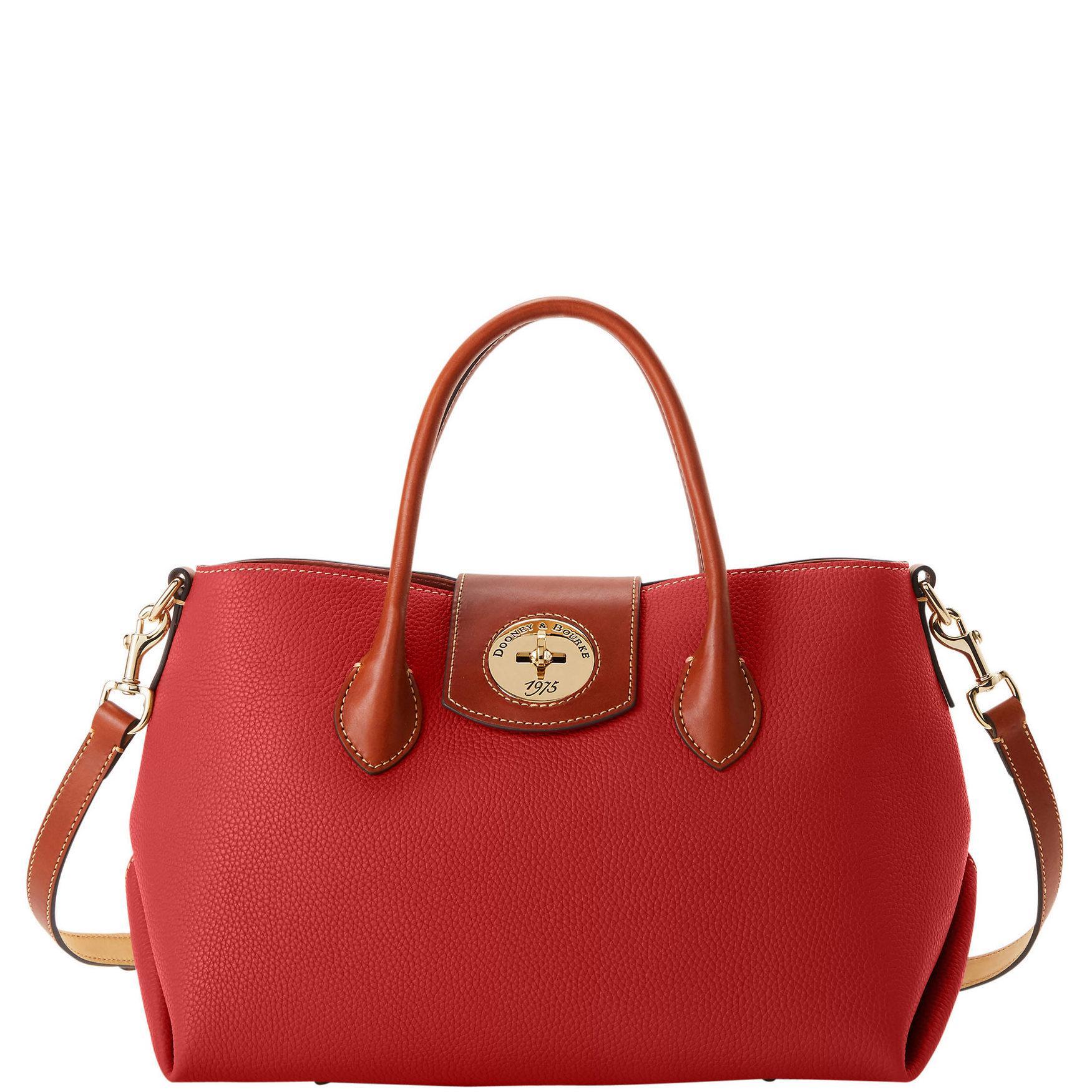 Dooney & Bourke Womens Pebble Turnlock Handle Leather Tote Shopping Bag 30 in Red Product Image