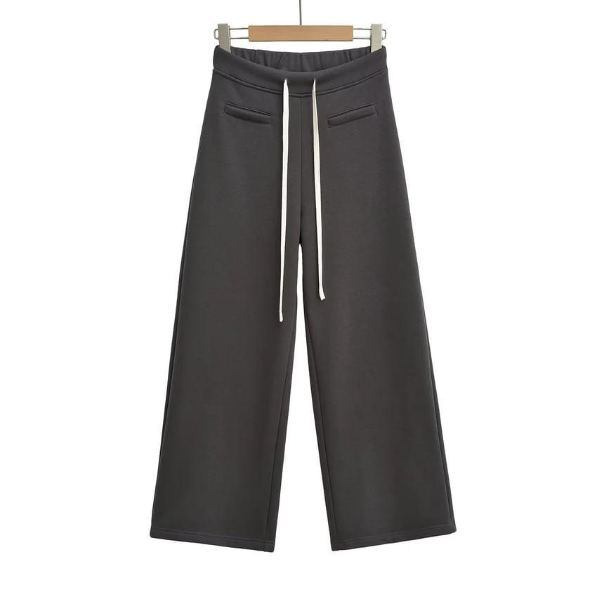 High Rise Plain Wide Leg Pants Product Image