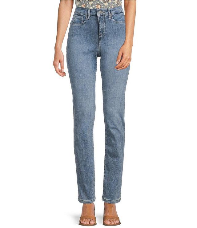 NYDJ Sheri Slim Tonal Stitch High Rise Slim Leg Ankle Jeans Product Image