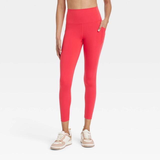 Womens Dynamic Flex High-Rise Pocketed 7/8 Leggings - All In Motion Red L Product Image