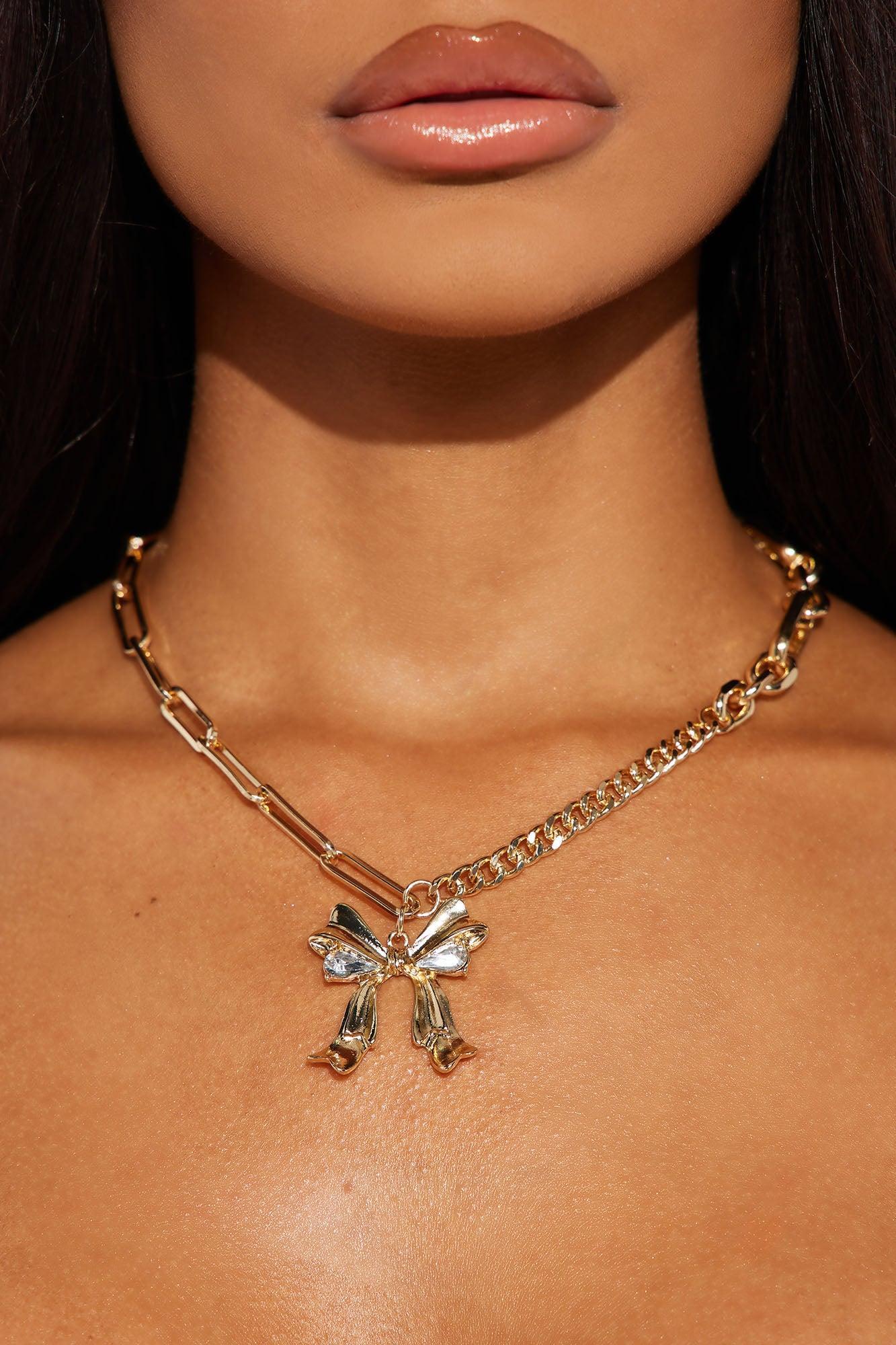 Put A Bow On It Necklace  - Gold Product Image