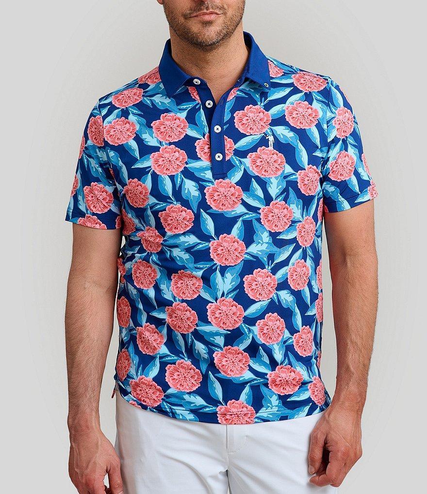 William Murray Tropical Mums Printed Short Sleeve Polo Shirt Product Image