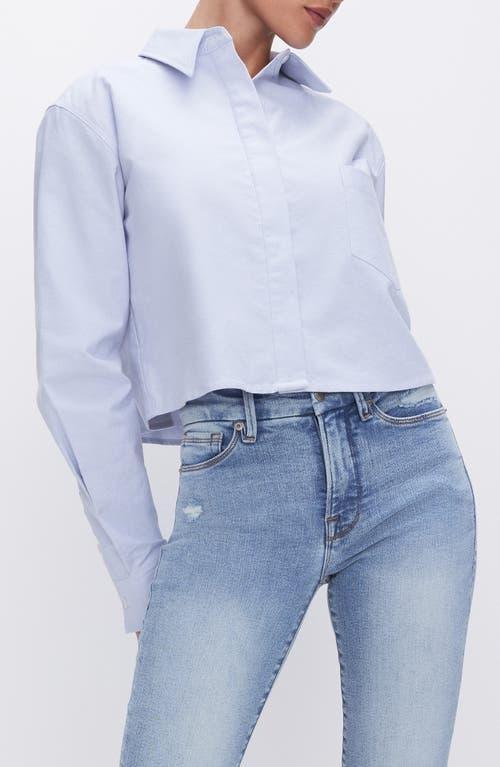 Good American Crop Cotton Oxford Button-Up Shirt Product Image