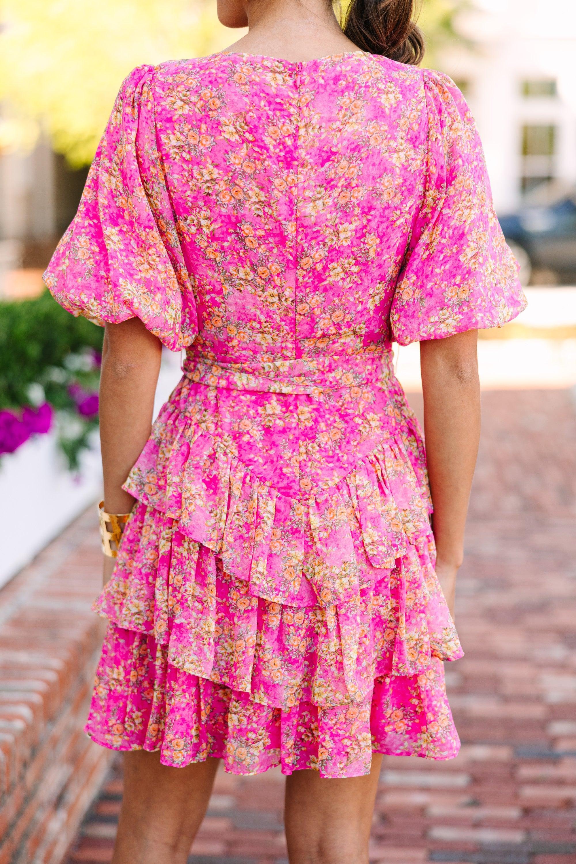 Fate: Where To Begin Fuchsia Pink Ditsy Floral Dress Female Product Image