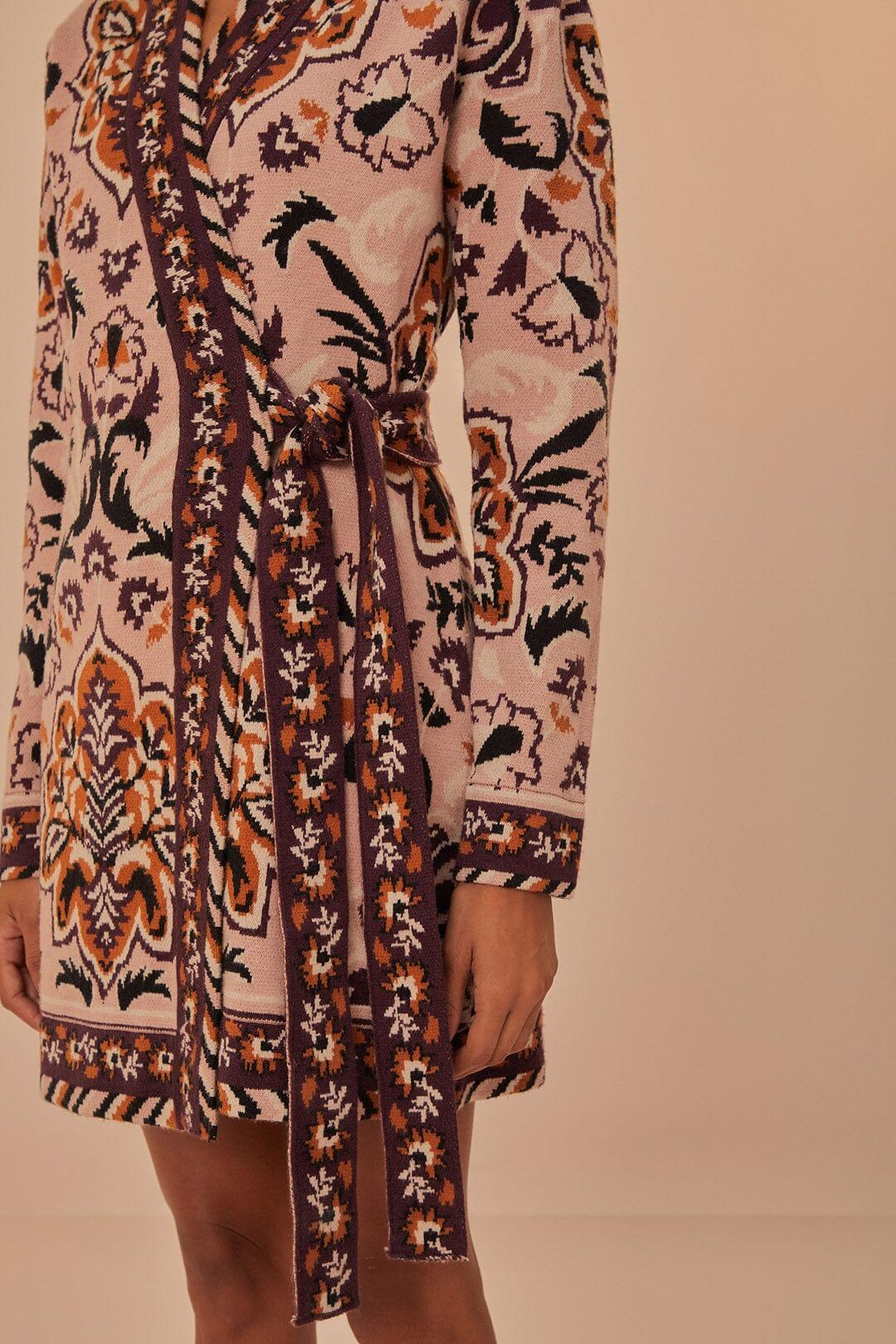 Glam Tapestry Knit Wrap Dress Product Image