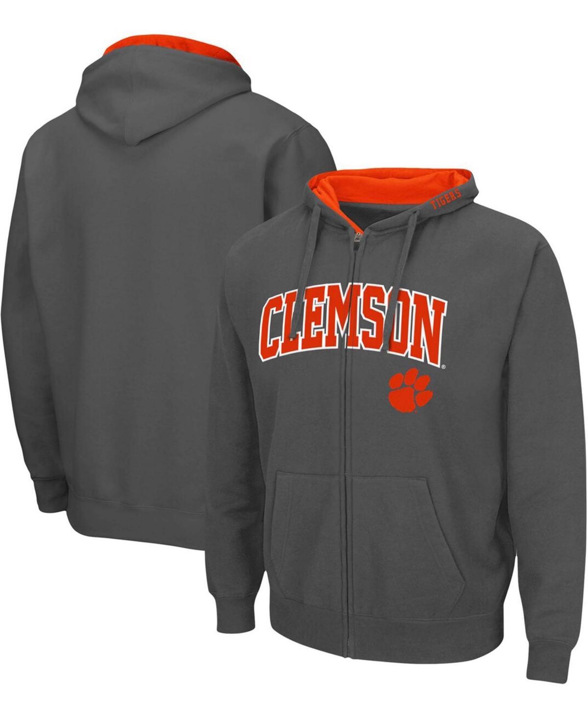 Mens Colosseum Charcoal Clemson Tigers Arch & Logo 3.0 Full-Zip Hoodie Product Image