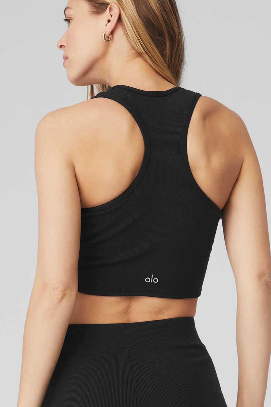 Goddess Ribbed Cropped Racerback Tank - Black Female Product Image