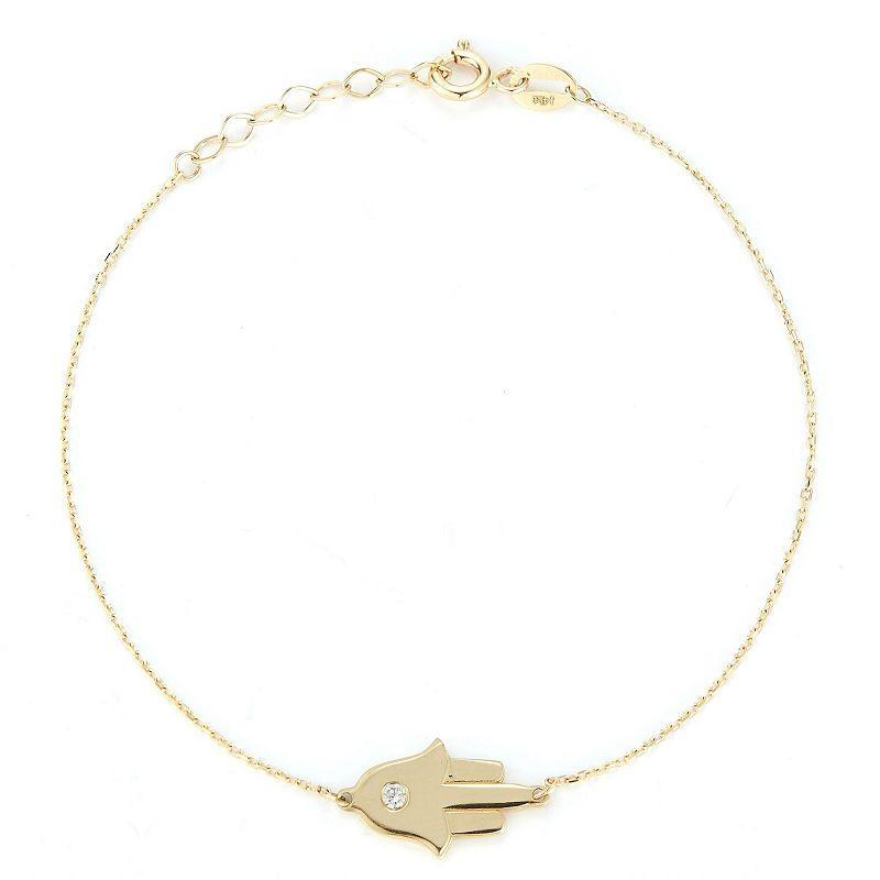 LUMINOR GOLD 14k Gold Diamond Accent Hamsa Bracelet, Womens Yellow Product Image