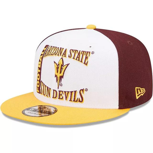 Mens New Era White, Maroon Arizona State Sun Devils Retro Sport 9FIFTY Snapback Hat - Maroon Product Image