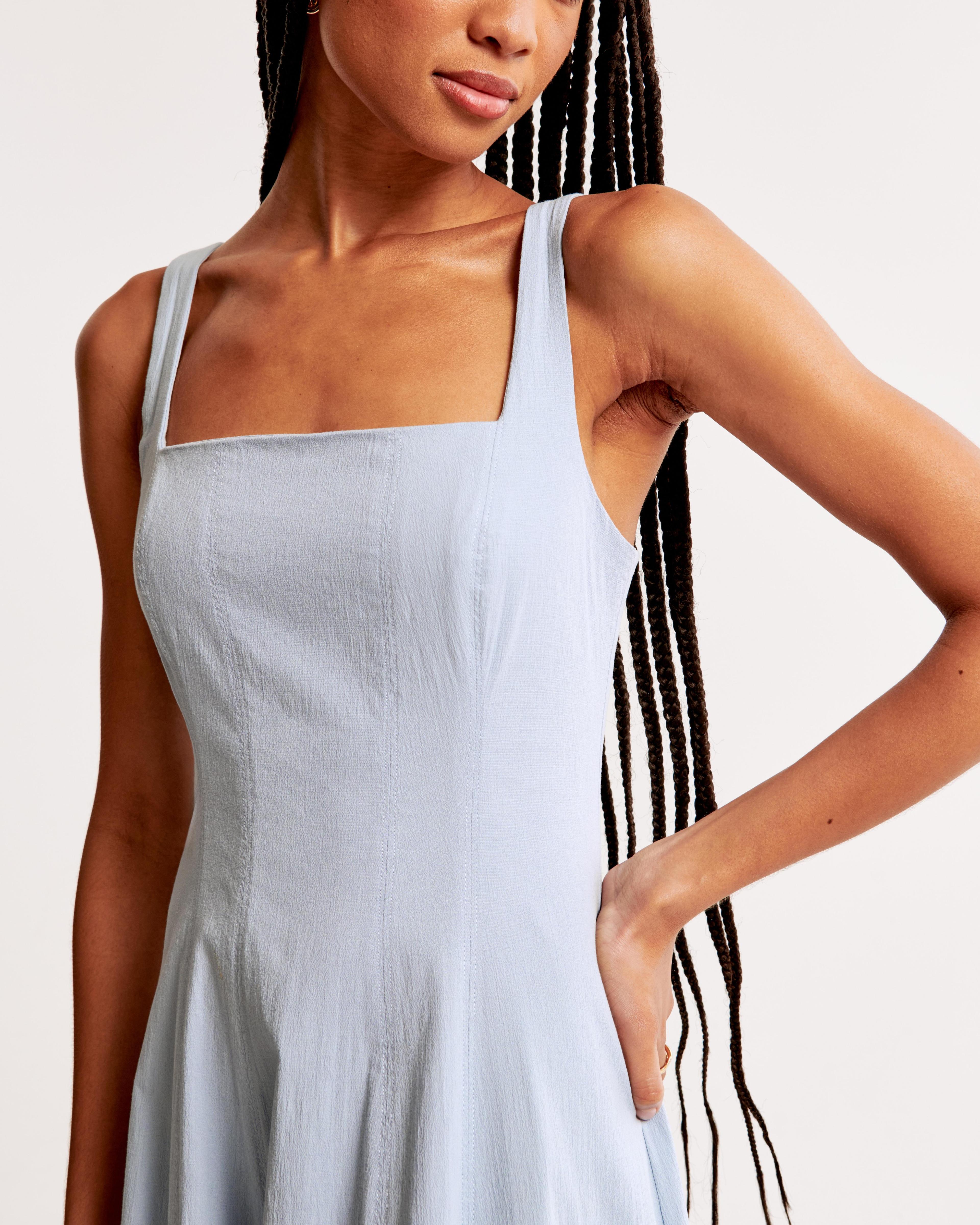 The A&F Mila Fit & Flare Stretch Midi Dress Product Image