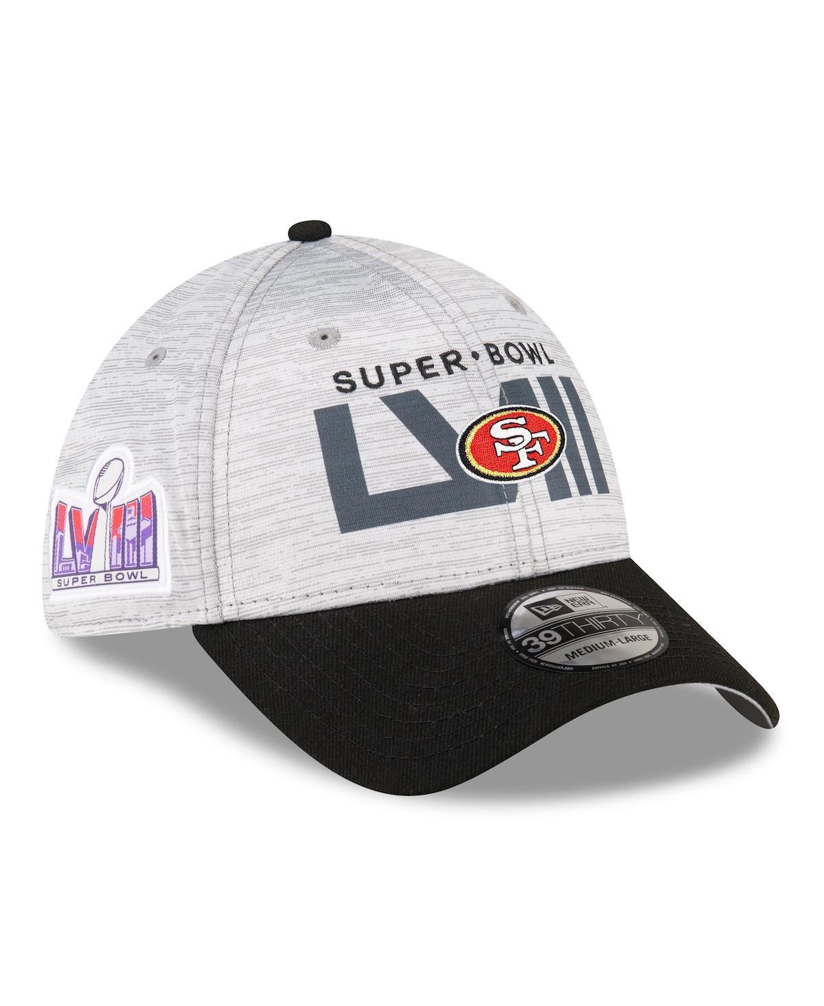 Mens New Era Heather Gray/Black San Francisco 49ers Super Bowl LVIII 39THIRTY Flex Fit Hat Product Image