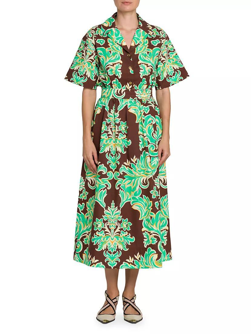 Damask Cotton Midi-Dress Product Image