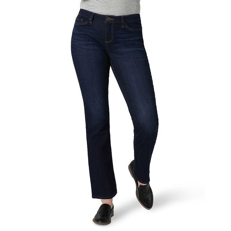 Petite Lee Legendary Straight Leg Jeans, Womens Dark Blue Product Image