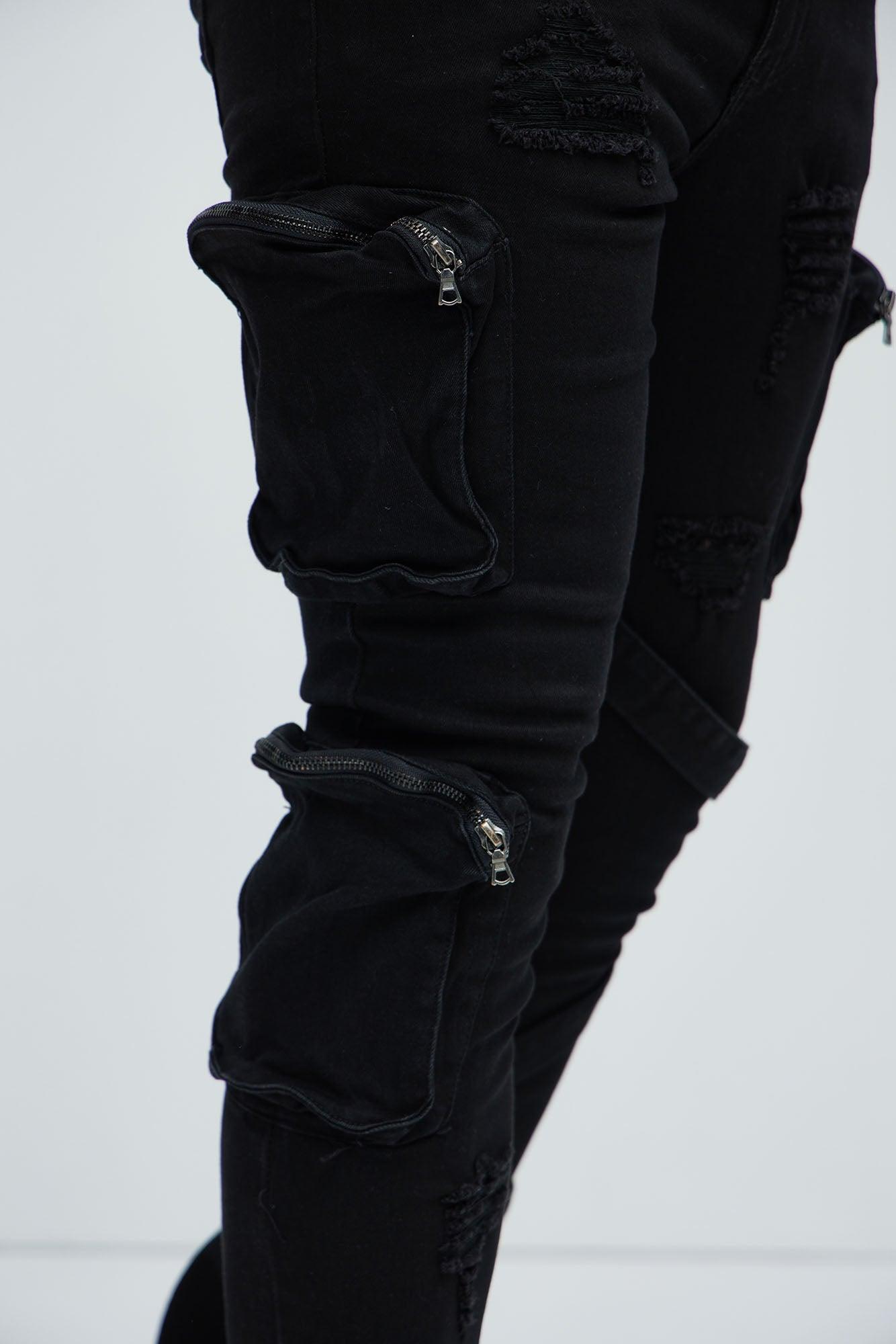 Find Out Cargo Flare Jeans - Black Product Image