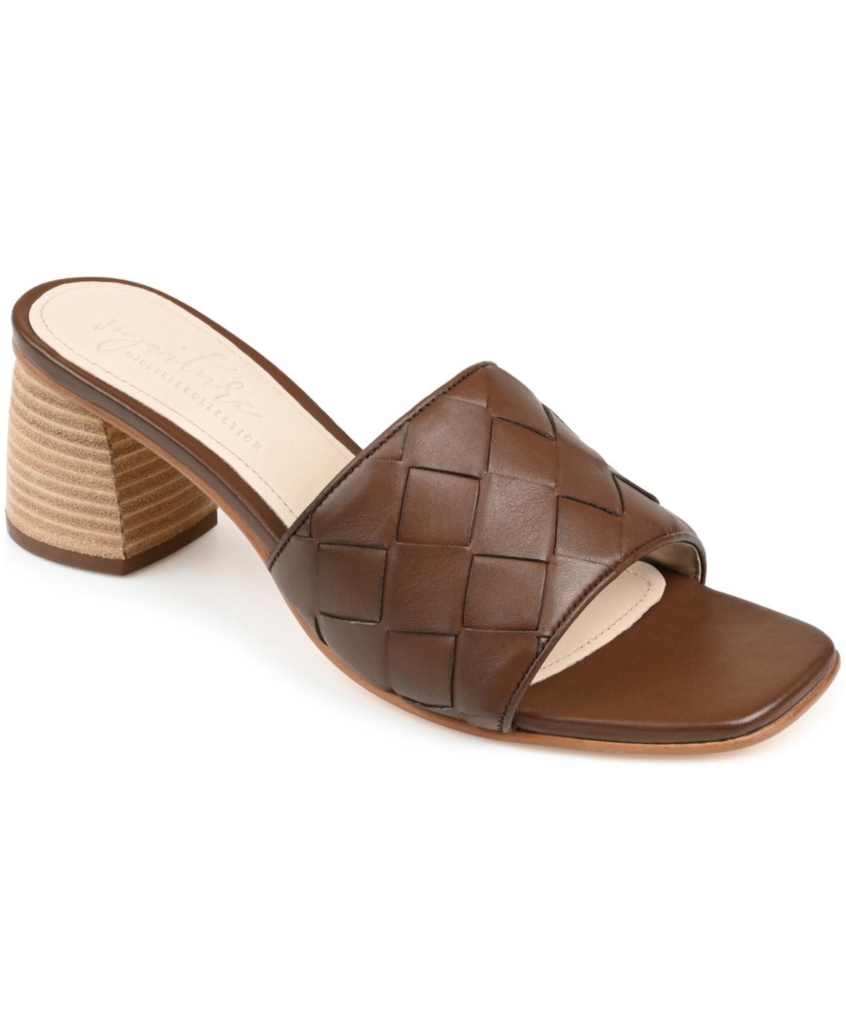 Journee Signature Womens Kellee Woven Block Heel Sandals Product Image