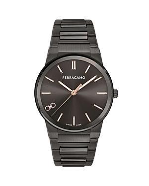 Salvatore Ferragamo Mens Swiss Gunmetal Ion Plated Bracelet Watch 41mm Product Image