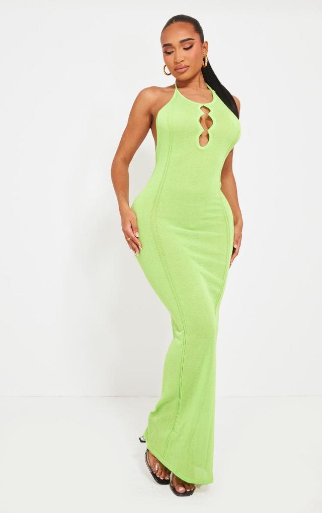 Shape Lime Sheer Knitted Low Back Ring Detail Maxi Dress Product Image