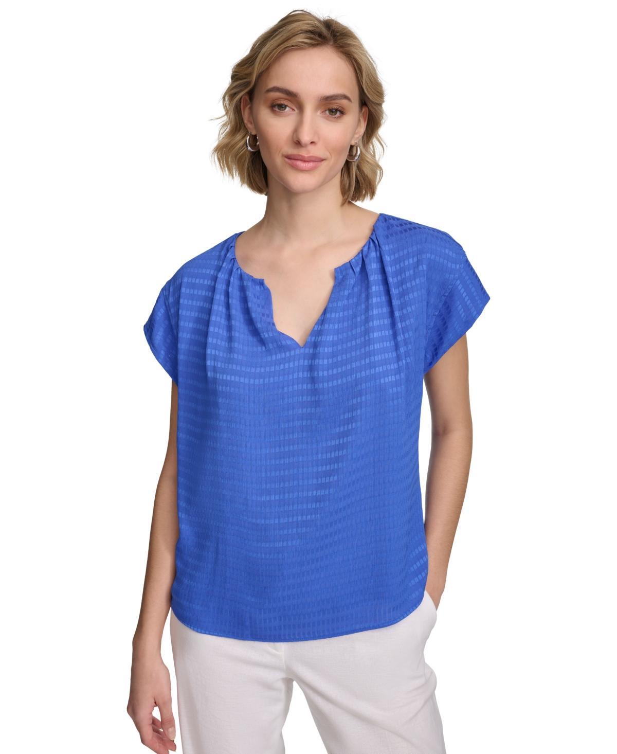 Calvin Klein Womens Short Sleeve Textured Blouse Product Image