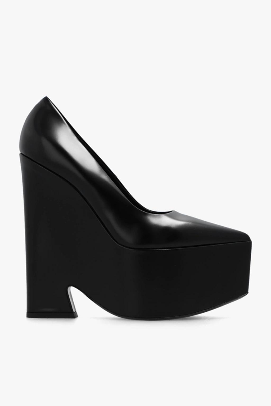 VERSACE Leather Platform Pumps In Black product image