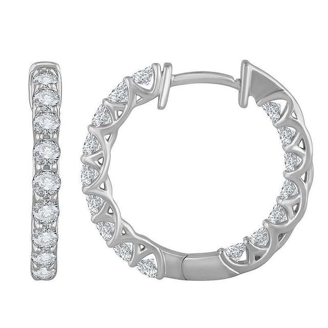 Diamond Medley 14k White Gold 2 Carat T.W. Lab-Grown Diamond Hoop Earrings, Womens, 14k Whgold Product Image