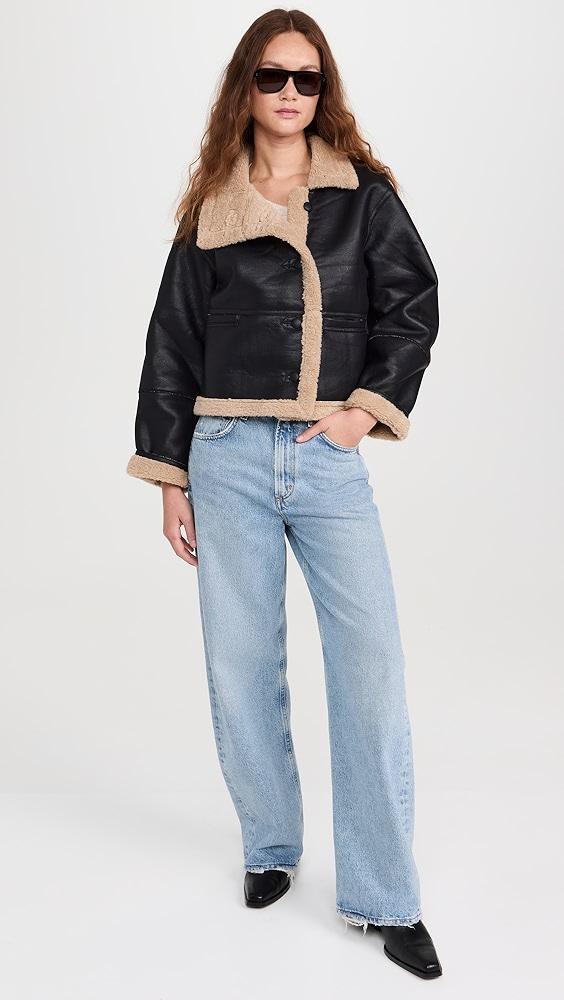 Moon River Black Faux Shearling Jacket | Shopbop Product Image