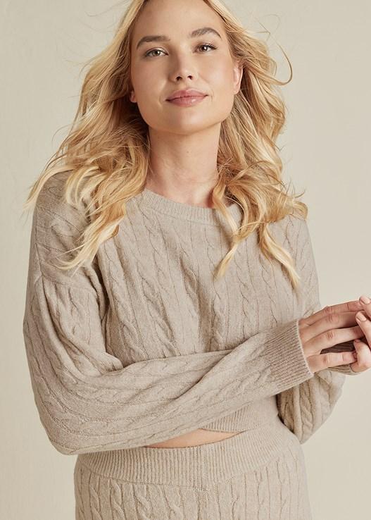 Cable Knit Cropped Sweater Product Image