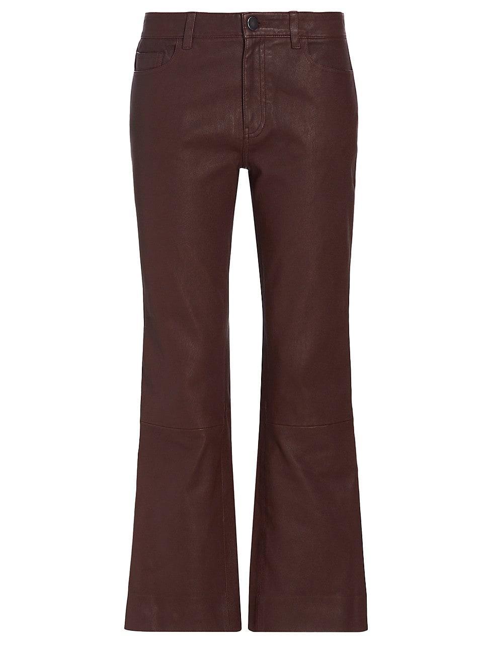 Womens Leather Cropped Flared Pants Product Image