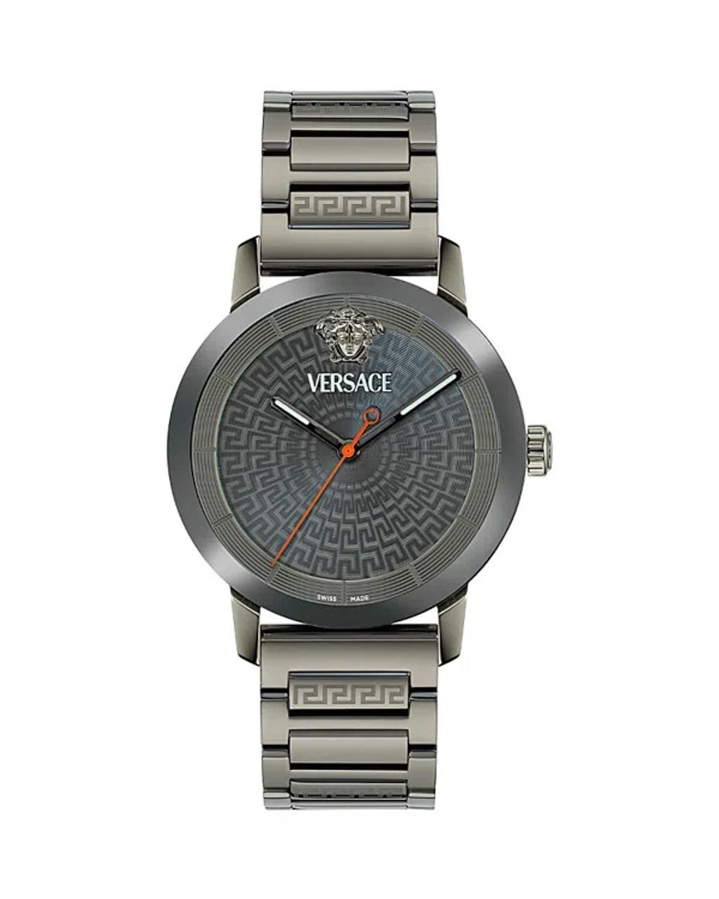 VERSACE Men's Swiss Black Leather Strap Watch 41mm In Gold Product Image