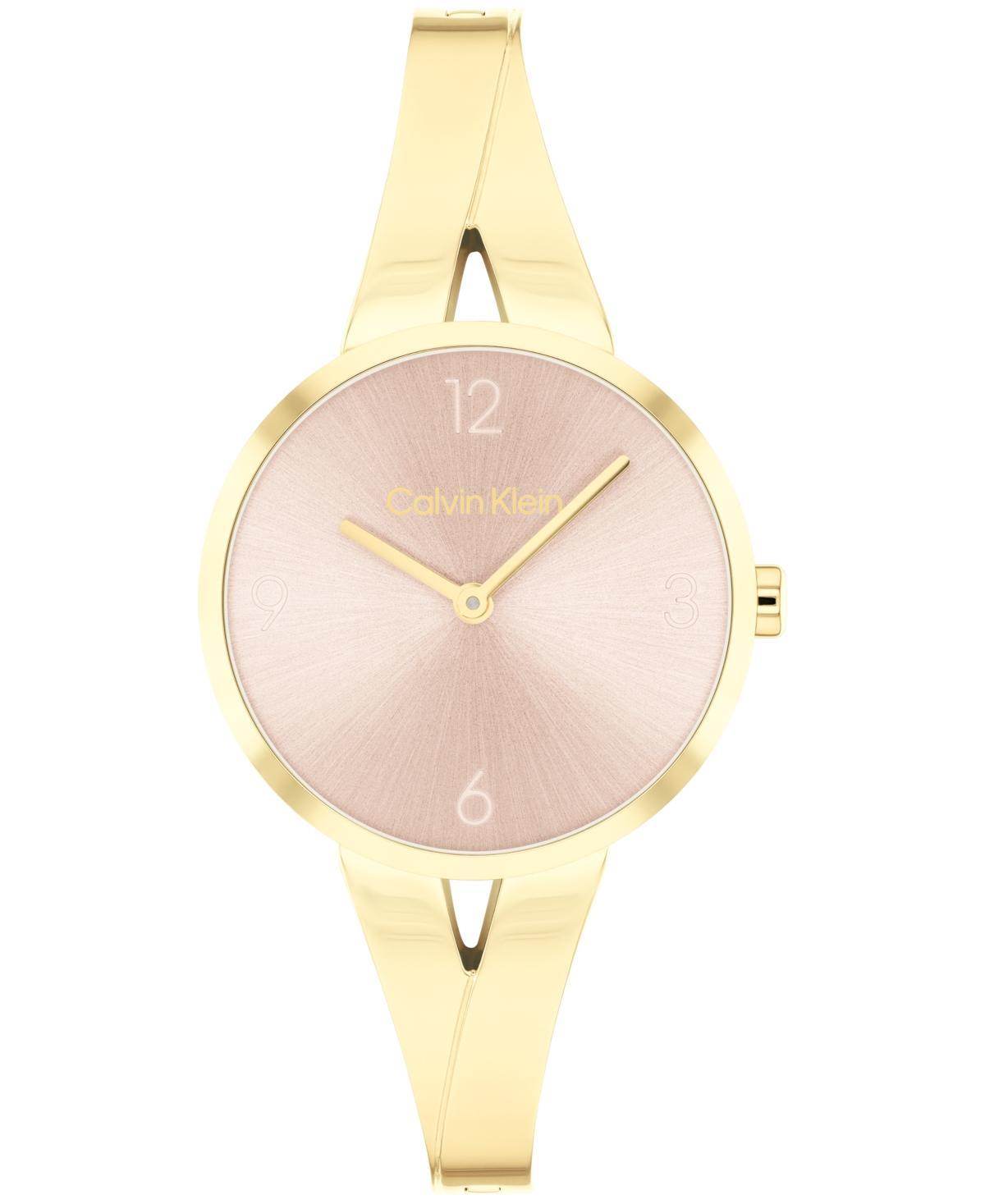 Calvin Klein Womens Joyful Gold-Tone Stainless Steel Bangle Bracelet Watch 30mm - Gold Product Image