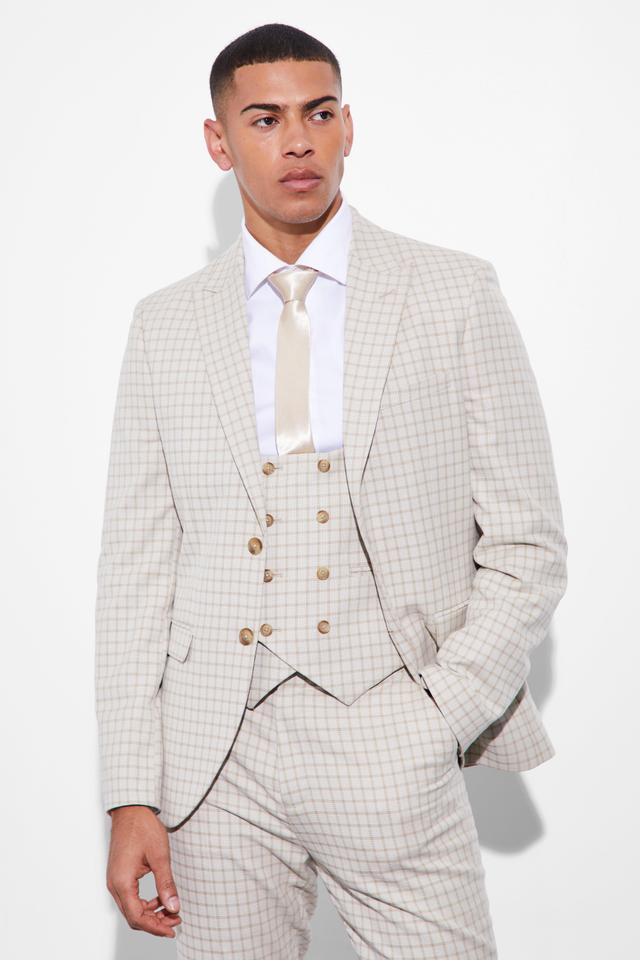 Slim Single Breasted Check Suit Jacket | boohooMAN USA Product Image