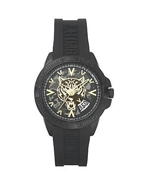 Plein Sport Mens Touchdown Black Silicone Strap Watch 44mm - Black Product Image