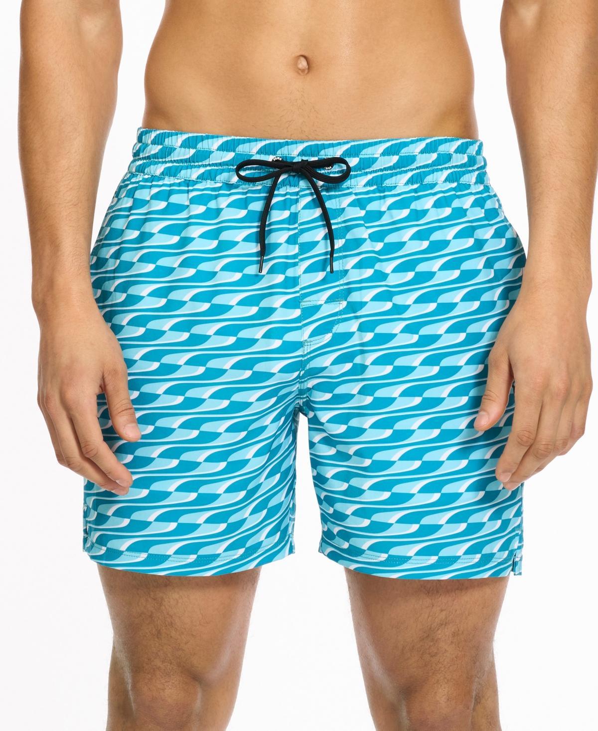 Puma Mens 5 Geometric-Print Swim Shorts - Black Product Image