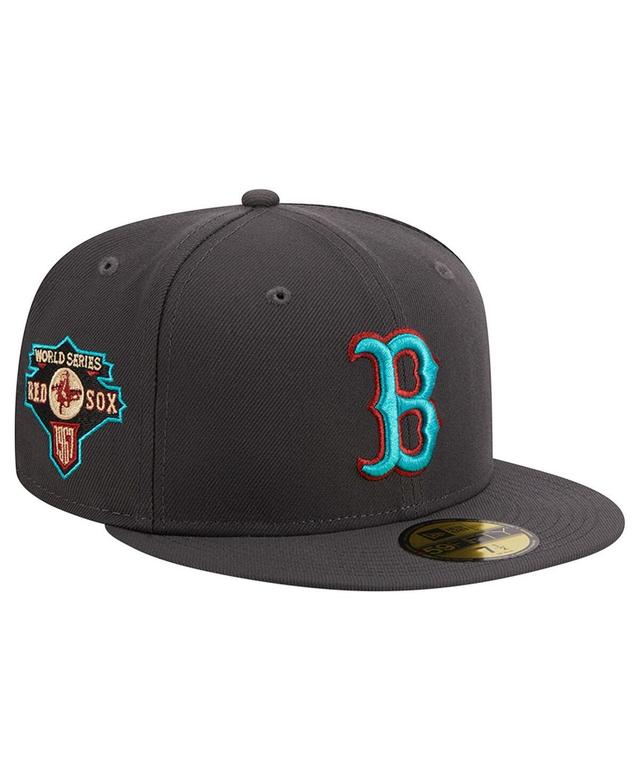 Mens New Era Graphite Boston Red Sox Print Undervisor 59FIFTY Fitted Hat Product Image