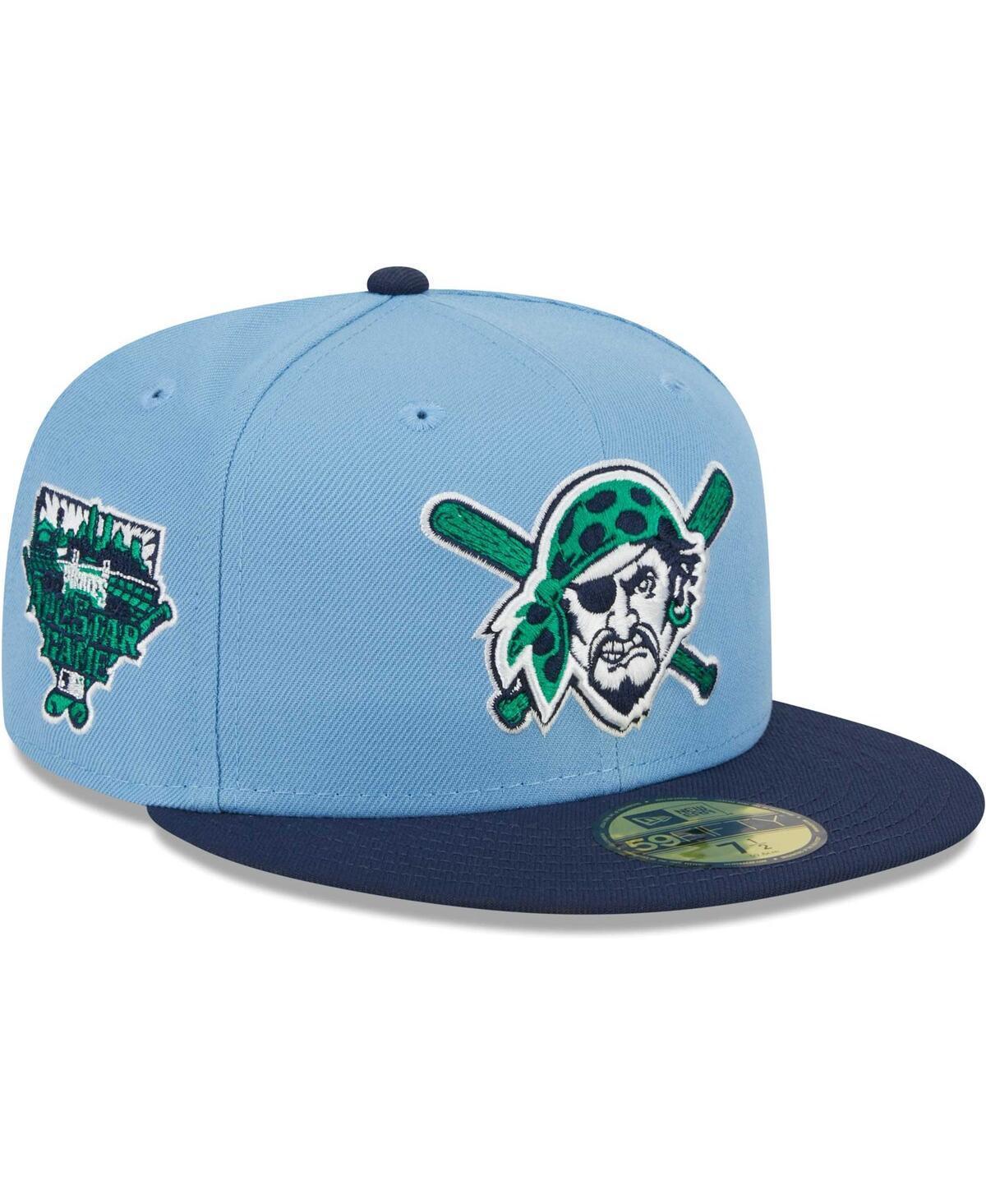 Mens New Era Light Blue Pittsburgh Pirates Green Undervisor 59FIFTY Fitted Hat - Light Blue Product Image