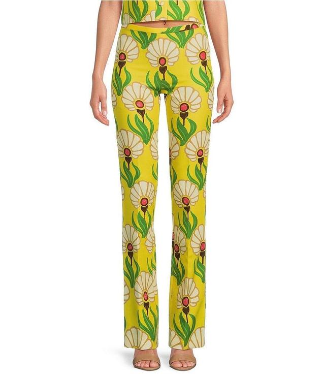 Tara Jarmon Paris Paivan Stretch Woven Multi Floral Slim Leg Side Zip Coordinating Pants Product Image