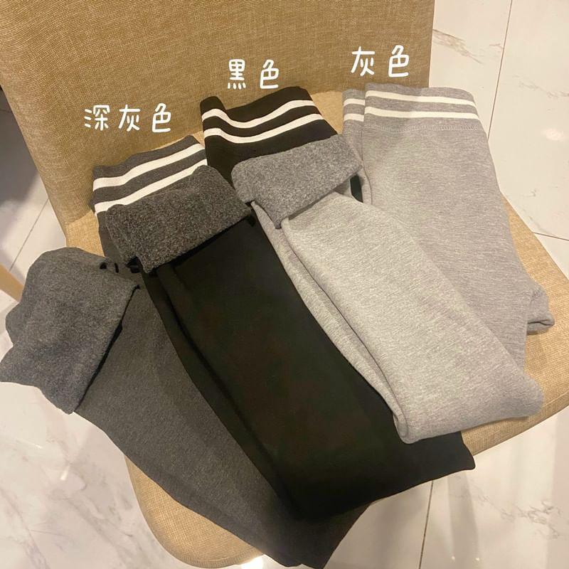 Striped Fleece-Lined Leggings Product Image