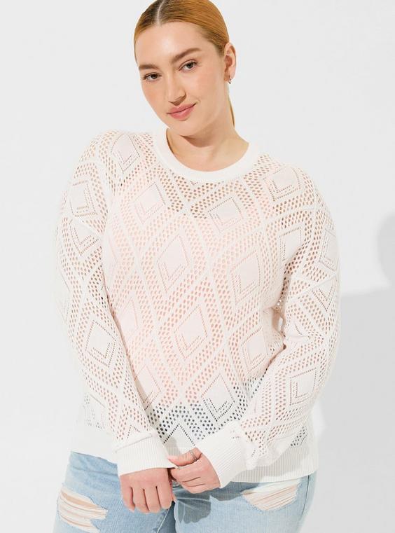 Pointelle Pullover Long Sleeve Sweater product image