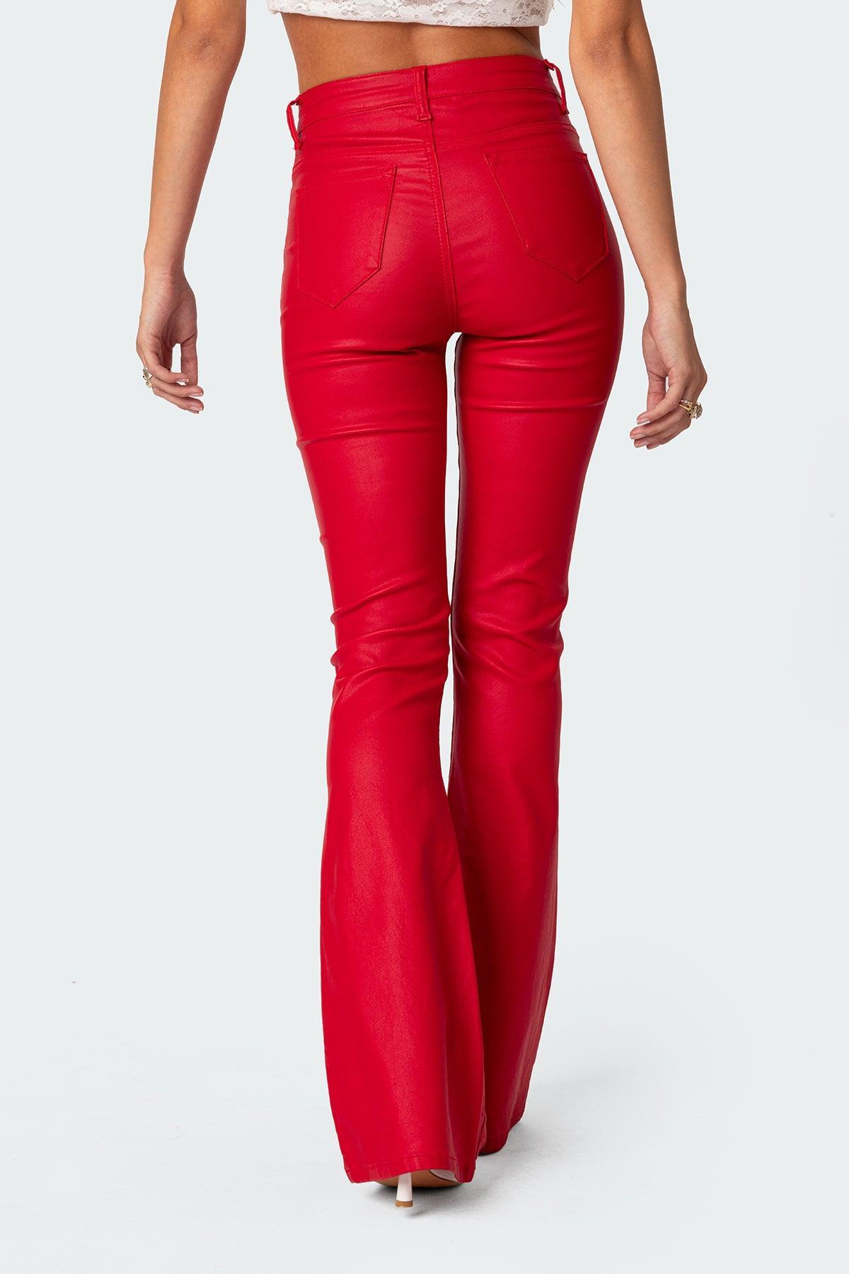 Luna Faux Leather Flare Jeans Product Image