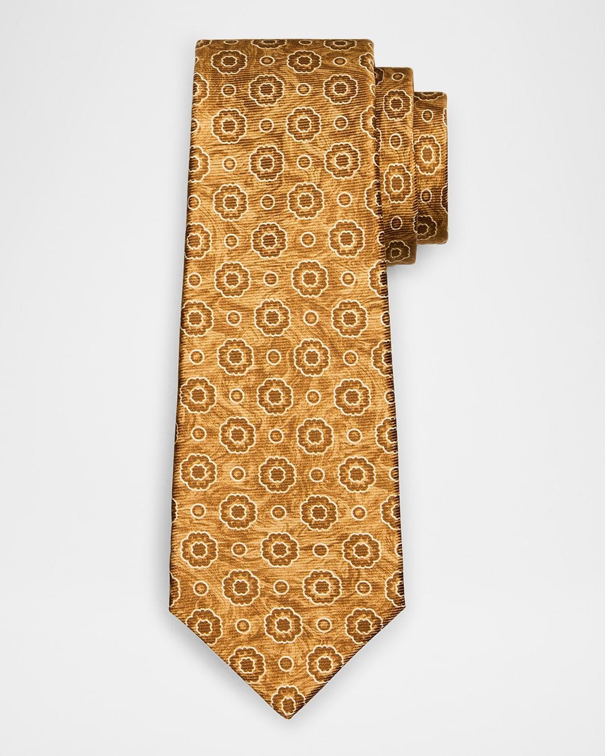 Mens Medallion Seven-Fold Silk Tie Product Image