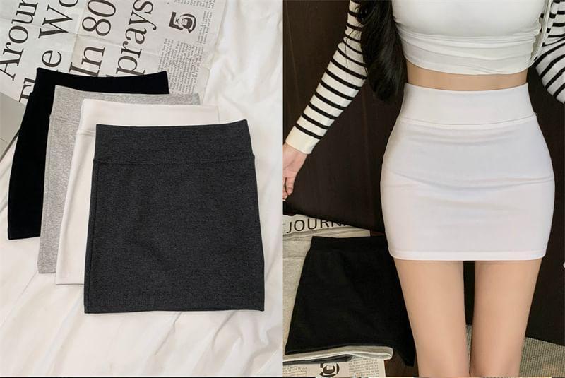 High-Waist Mini Pencil Skirt Product Image