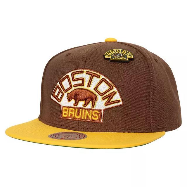 Mens Mitchell & Ness Brown Boston Bruins 100th Anniversary Collection 60th Anniversary Snapback Hat - Brown Product Image